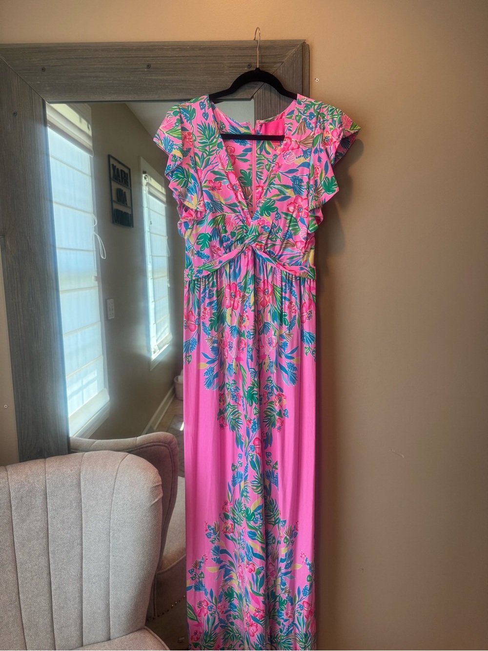 Lilly Pulitzer Pink Tropical Floral Maxi Dress